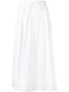 Red Valentino Pleated Cotton Drawstring Midi Skirt In White