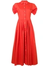 Alexis Gyles Pleated Short-sleeve Shirt Dress In Orange