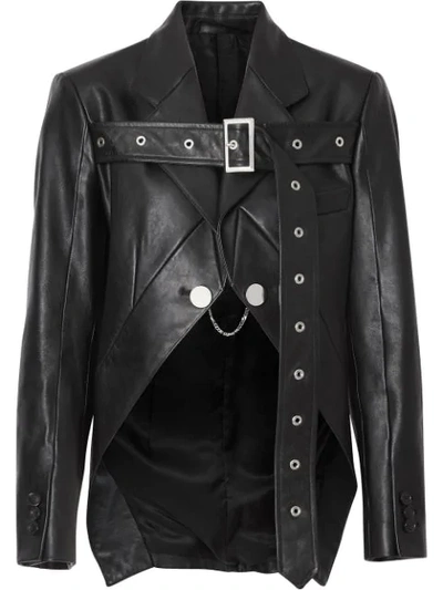 Burberry Biker Belt Detail Leather Morning Jacket In Black