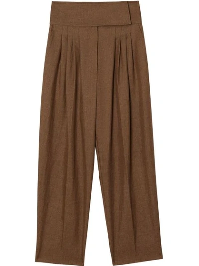Burberry Pleat Detail Technical Linen Tailored Trousers In Flaxseed