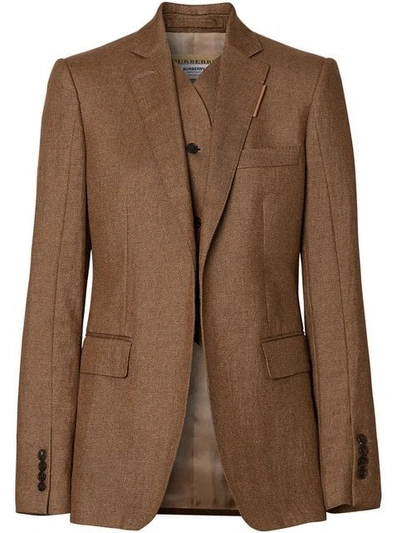 Burberry Vest Detail Technical Linen Tailored Jacket In Brown