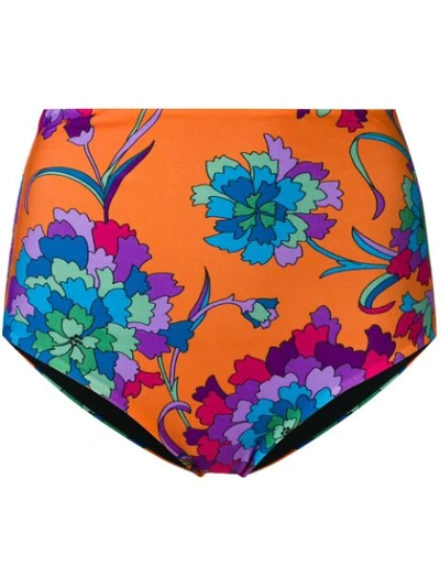 La Doublej Floral Surf Briefs In Orange