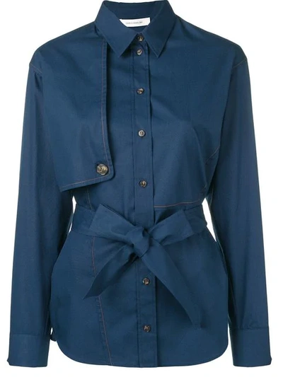 Cedric Charlier Belted Shirt In Blue