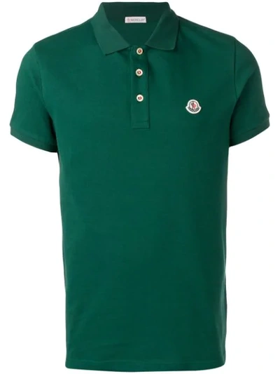 Moncler Logo Patch Polo Shirt In Green