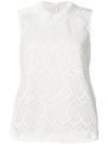 Giamba Embroidered Sleeveless Vest Top In White