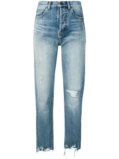 Saint Laurent Boyfriend-jeans Im Distressed-look - Blau In Blue