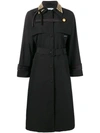 Prada Studded Collar Trench Coat In Black