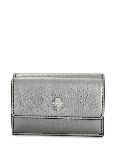 Alexander Mcqueen Skull Mini Folding Wallet In Grey