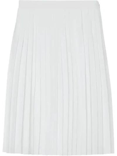 Burberry Silk-lined Pleated Skirt In Optic White