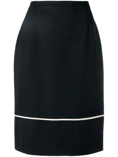 Pre-owned Jean Louis Scherrer Vintage 1990's Contrast Stripe Detail Skirt In Black