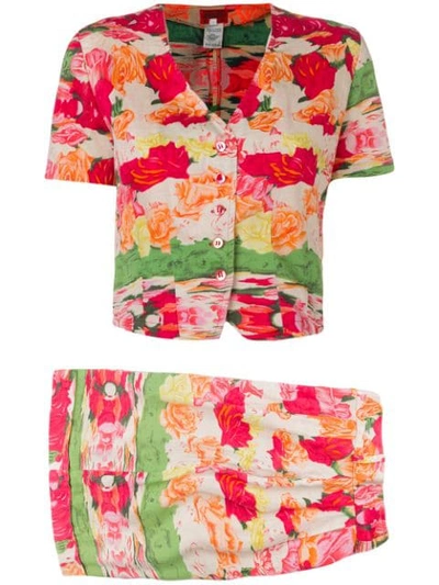 Pre-owned Kenzo 1970's Shorts And Blouse Set In Pink