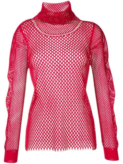 Pre-owned Issey Miyake Pleats Please Turtleneck Top In Red