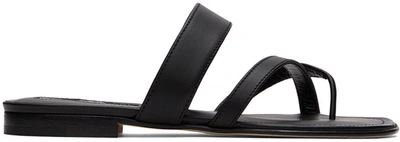 Manolo Blahnik Susa Crisscross Metallic Flat Sandals In Black