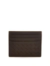 Bottega Veneta Two-tone Intrecciato Leather Cardholder In Brown