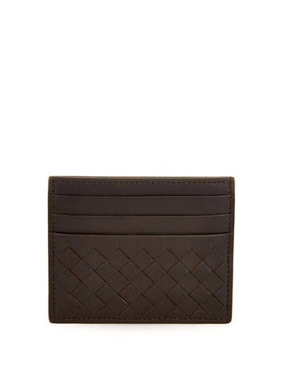 Bottega Veneta Two-tone Intrecciato Leather Cardholder In Brown