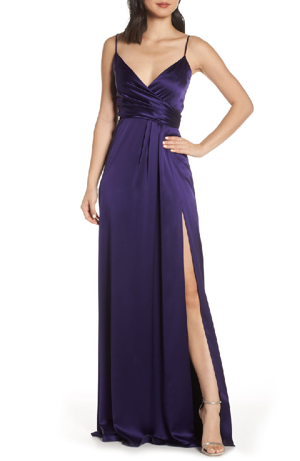 jill jill stuart faux wrap satin gown