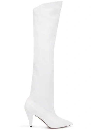 Givenchy Slouchy Knee-high Leather Boots In White