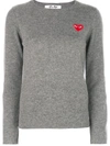 Comme Des Garçons Play Almond-eye Heart Patch Pullover In Grey