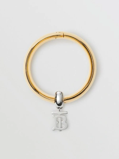 Burberry Gold-plated Monogram Motif Bangle In Light Gold