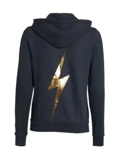 Aviator Nation Lightning Bolt Zip Hoodie In Charcoal/metallic Gold