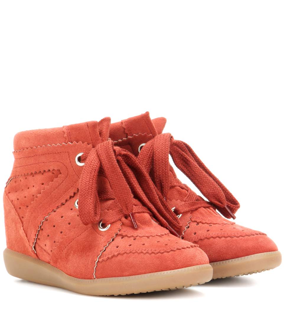 Isabel Marant Étoile Bobby Suede Wedge Sneakers In Faded Red | ModeSens