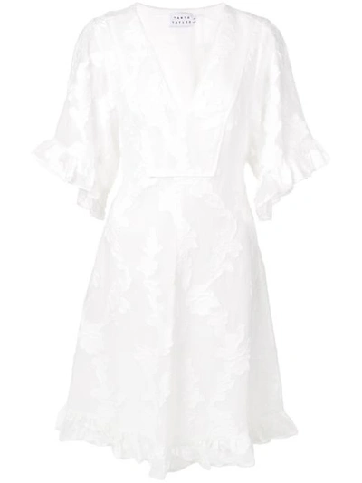 Tanya Taylor Gabriela Short Sleeve Burnout Floral Dress In White