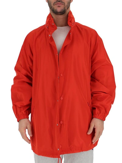 Balenciaga Men's Tonal Logo Raincoat In Red Pattern