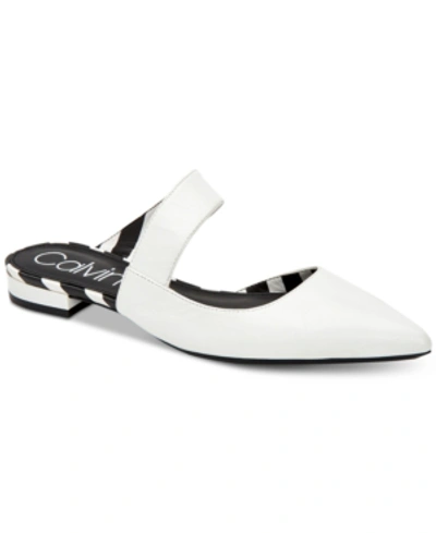 Calvin Klein Arleys Asymmetrical Pointy Toe Mule In White