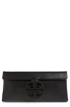 Tory Burch Miller Leather Clutch In Birch