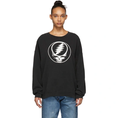 R13 Steal Your Face Oversized Graphic Sweatshirt In Acid Black