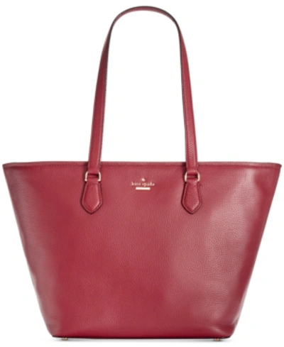Kate Spade Jackson Street - Jana Leather Tote - Red In Fig Jam/gold