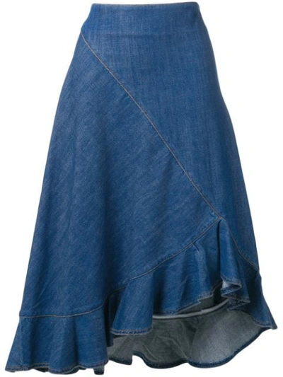 Kenzo Asymmetric Denim Skirt In Ink