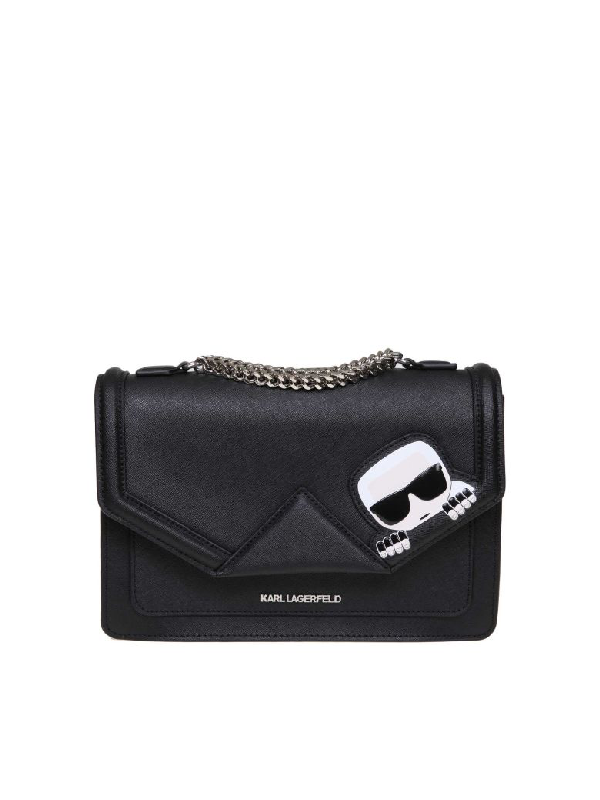 Karl Lagerfeld K / Ikonik Shoulder Bag In Leather In Black ModeSens