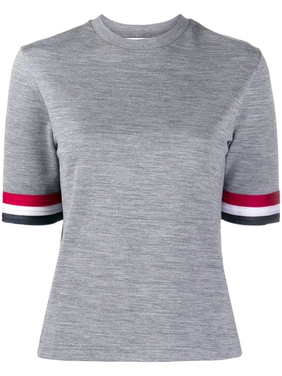 Thom Browne Rwb-detail Short-sleeved T-shirt In Grey