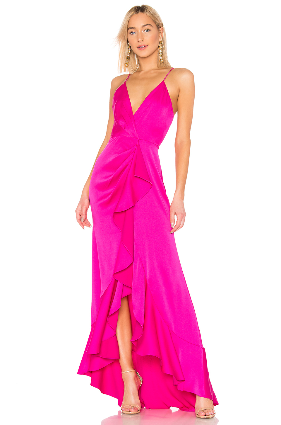jay godfrey elsie ruffle front gown