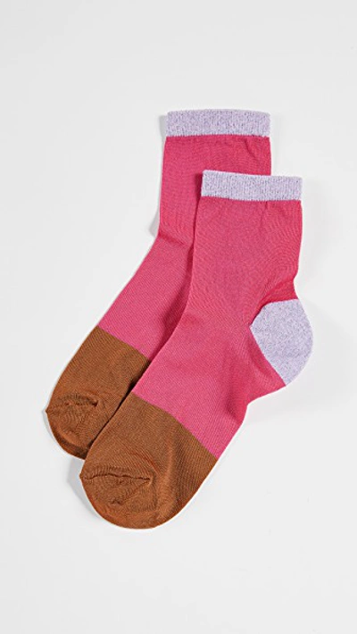 Hysteria Liza Ankle Socks In Dark Pink