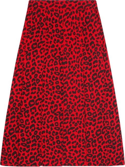 Gucci Skirt With Leopard Print In Red