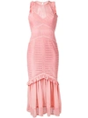 Three Floor Sheer Reveal Fitted Dress In Pink