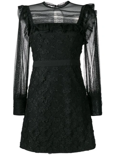 Three Floor Twiggy Embroidered Mini Dress In Black