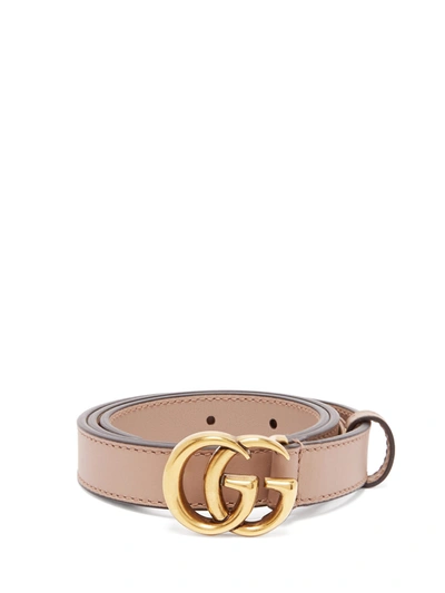 Gucci Gg Monogram-buckle Leather Belt In Porcelain Rose