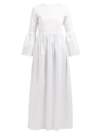 The Row Sora Bell-sleeve Cotton-blend Maxi Dress In White