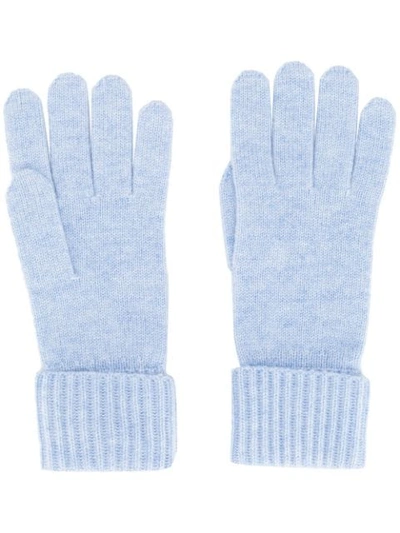 N•peal Ribbed Knit Gloves In Blue