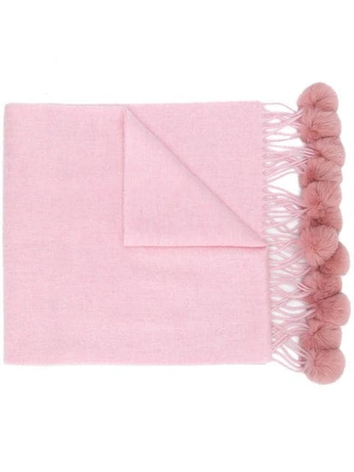 N•peal Pompom Detail Scarf In Pink