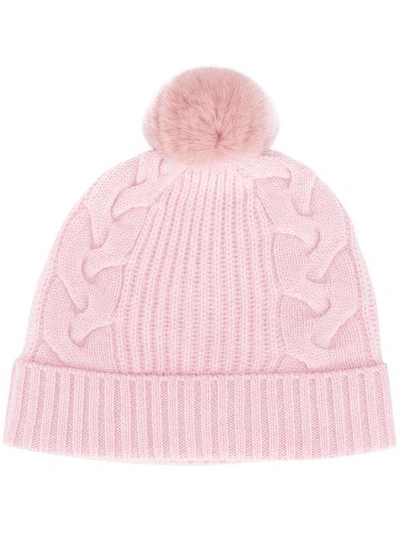 N•peal Cable Knit Hat In Pink