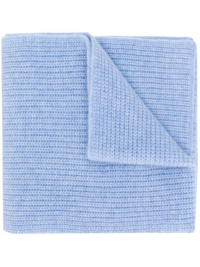 N•peal Chunky Ribbed Cashmere Scarf In Blue