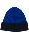 N•peal Chunky Rib Contrast Hat In Blue