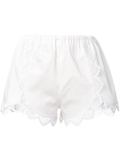 Giamba Lace Trim Shorts In White