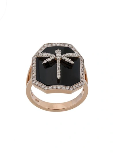 Anapsara Dragonfly Medallion Ring In Rose Gold