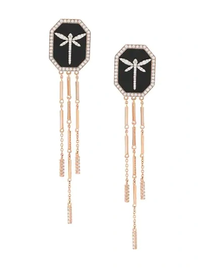Anapsara Dragonfly Earrings In Rose Gold
