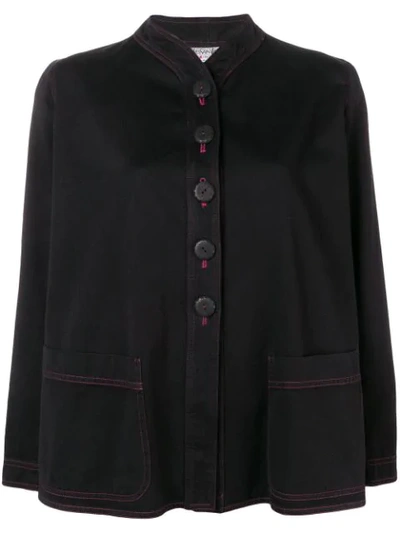 Pre-owned Saint Laurent 1980's Shift Buttoned Jacket In Black